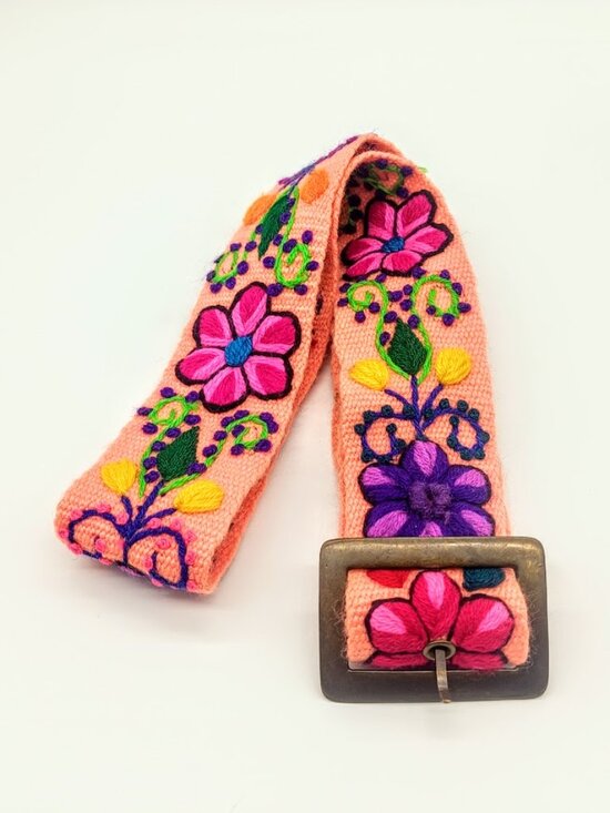 Peruvian Multicolor Wool Floral Hand-Embroidered Belt main image 4